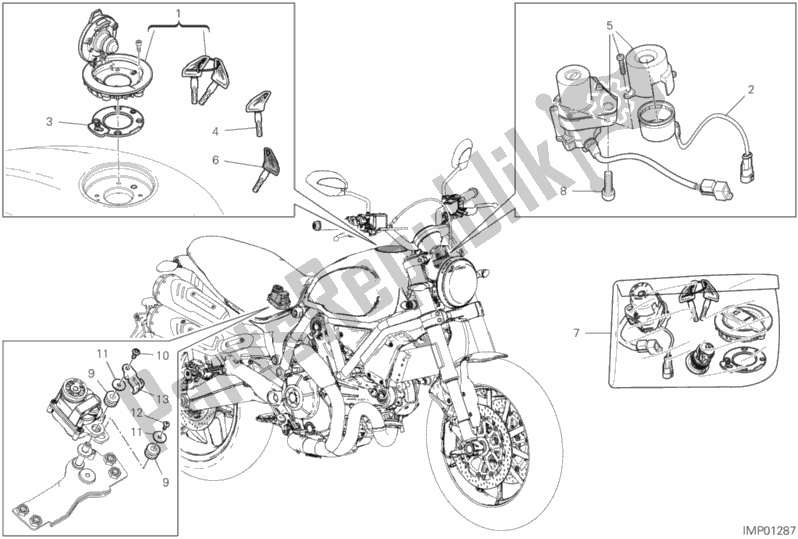 Tutte le parti per il 13e - Dispositivi Elettrici del Ducati Scrambler 1100 PRO USA 2020